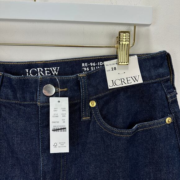 J.Crew Slim Wide Jean Resin Rinse Blue Denim High Rise Classic Womens US 28 NWT - Picture 8 of 13